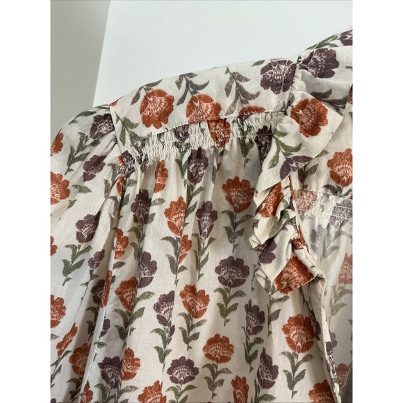 Sundance Womens Boxy 3/4 Sleeve Cotton Top Ivory Multi Floral‎ Sz Large - Picture 4 of 12